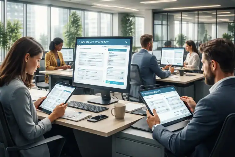 Digital insurance platform showing policy management dashboard - Morocco InsurTech